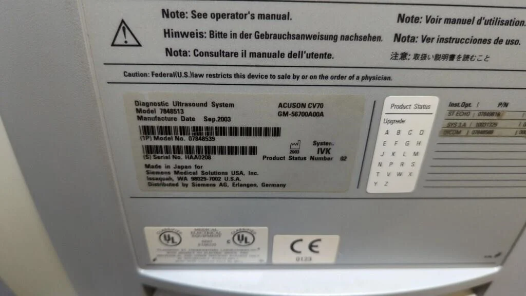 Siemens Acuson CV70 Cardiovascular Ultrasound System — Ultrasound Machines — view 13